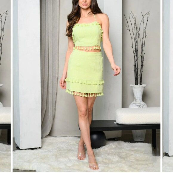 Retail_22 Boutique Dresses & Skirts - Mini Skirt & Halter Top Tassel Set
